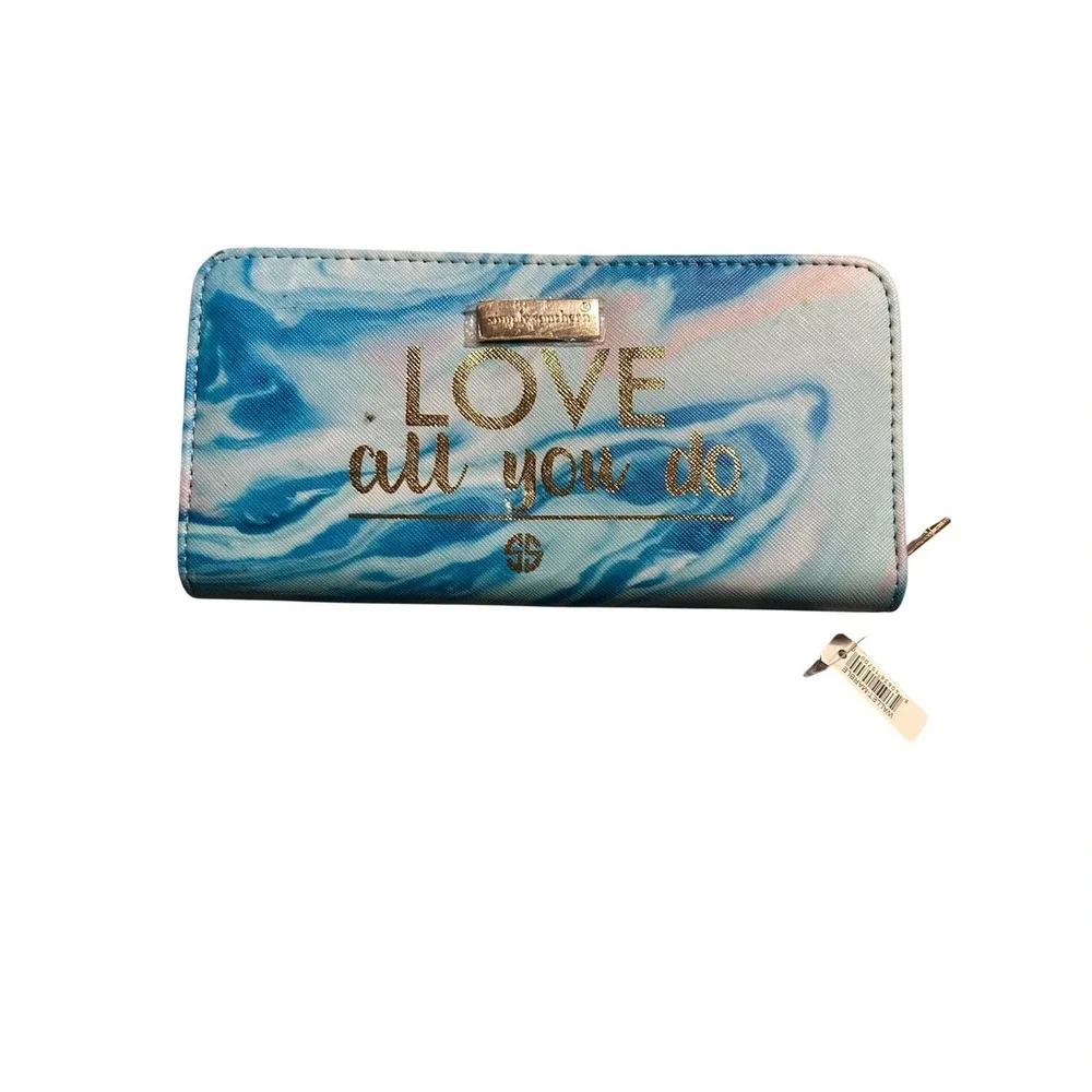 Simply Southern Zip Around Wallet Blue Marble Love All You Do. NWT‎